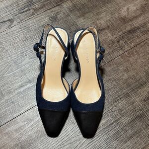 Elegant Black and Navy Women's Slingback Shoes